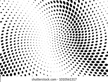 Abstract halftone wave dotted background. Futuristic twisted grunge pattern, dot, circles.  Vector modern optical pop art texture for posters, business cards, cover, labels mock-up, stickers layout