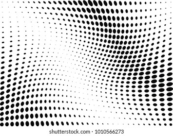 Abstract halftone wave dotted background. Futuristic twisted grunge pattern, dot, circles.  Vector modern optical pop art texture for posters, business cards, cover, labels mock-up, stickers layout