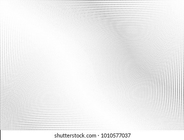 Abstract halftone wave dotted background. Futuristic twisted grunge pattern, dot, circles.  Vector modern optical pop art texture for posters, business cards, cover, labels mock-up, stickers layout