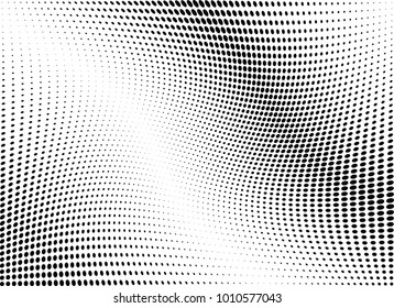 Abstract halftone wave dotted background. Futuristic twisted grunge pattern, dot, circles.  Vector modern optical pop art texture for posters, business cards, cover, labels mock-up, stickers layout