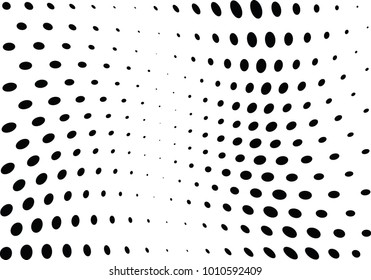 Abstract halftone wave dotted background. Futuristic twisted grunge pattern, dot, circles.  Vector modern optical pop art texture for posters, business cards, cover, labels mock-up, stickers layout