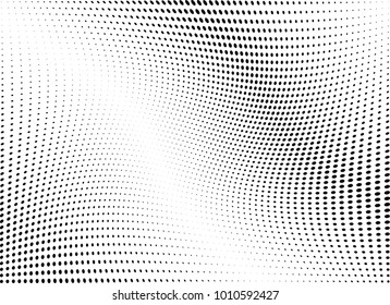 Abstract halftone wave dotted background. Futuristic twisted grunge pattern, dot, circles.  Vector modern optical pop art texture for posters, business cards, cover, labels mock-up, stickers layout