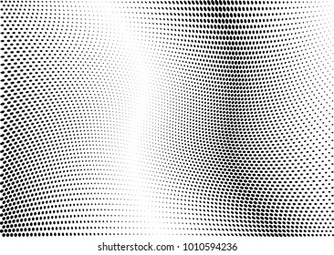 Abstract halftone wave dotted background. Futuristic twisted grunge pattern, dot, circles.  Vector modern optical pop art texture for posters, business cards, cover, labels mock-up, stickers layout