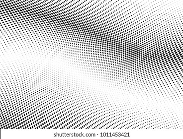 Abstract halftone wave dotted background. Futuristic twisted grunge pattern, dot, circles.  Vector modern optical pop art texture for posters, business cards, cover, labels mock-up, stickers layout