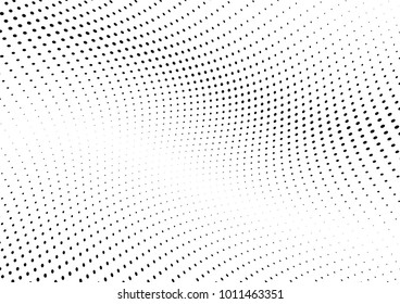 Abstract halftone wave dotted background. Futuristic twisted grunge pattern, dot, circles.  Vector modern optical pop art texture for posters, business cards, cover, labels mock-up, stickers layout