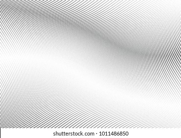Abstract halftone wave dotted background. Futuristic twisted grunge pattern, dot, circles.  Vector modern optical pop art texture for posters, business cards, cover, labels mock-up, stickers layout
