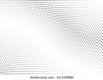 Abstract halftone wave dotted background. Futuristic twisted grunge pattern, dot, circles.  Vector modern optical pop art texture for posters, business cards, cover, labels mock-up, stickers layout