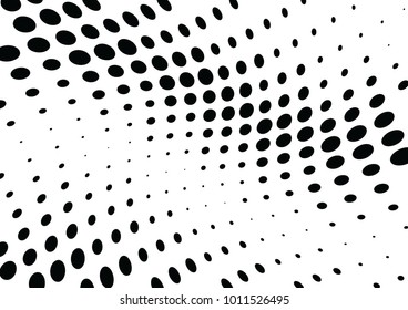 Abstract halftone wave dotted background. Futuristic twisted grunge pattern, dot, circles.  Vector modern optical pop art texture for posters, business cards, cover, labels mock-up, stickers layout