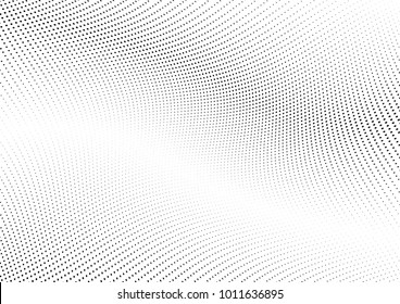 Abstract halftone wave dotted background. Futuristic twisted grunge pattern, dot, circles.  Vector modern optical pop art texture for posters, business cards, cover, labels mock-up, stickers layout