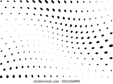 Abstract halftone wave dotted background. Futuristic twisted grunge pattern, dot, circles.  Vector modern optical pop art texture for posters, business cards, cover, labels mock-up, stickers layout