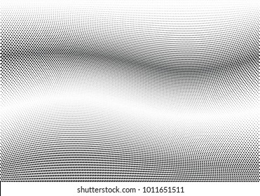 Abstract halftone wave dotted background. Futuristic twisted grunge pattern, dot, circles.  Vector modern optical pop art texture for posters, business cards, cover, labels mock-up, stickers layout