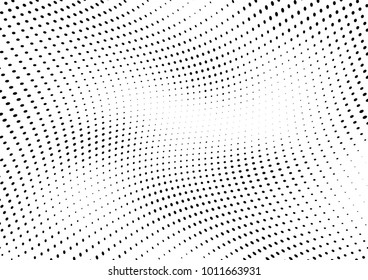 Abstract halftone wave dotted background. Futuristic twisted grunge pattern, dot, circles.  Vector modern optical pop art texture for posters, business cards, cover, labels mock-up, stickers layout