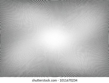 Abstract halftone wave dotted background. Futuristic twisted grunge pattern, dot, circles.  Vector modern optical pop art texture for posters, business cards, cover, labels mock-up, stickers layout