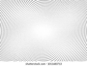 Abstract halftone wave dotted background. Futuristic twisted grunge pattern, dot, circles.  Vector modern optical pop art texture for posters, business cards, cover, labels mock-up, stickers layout