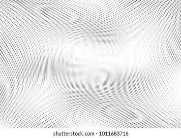 Abstract halftone wave dotted background. Futuristic twisted grunge pattern, dot, circles.  Vector modern optical pop art texture for posters, business cards, cover, labels mock-up, stickers layout