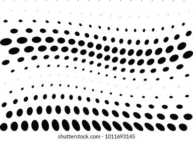 Abstract halftone wave dotted background. Futuristic twisted grunge pattern, dot, circles.  Vector modern optical pop art texture for posters, business cards, cover, labels mock-up, stickers layout