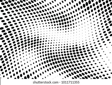 Abstract halftone wave dotted background. Futuristic twisted grunge pattern, dot, circles.  Vector modern optical pop art texture for posters, business cards, cover, labels mock-up, stickers layout