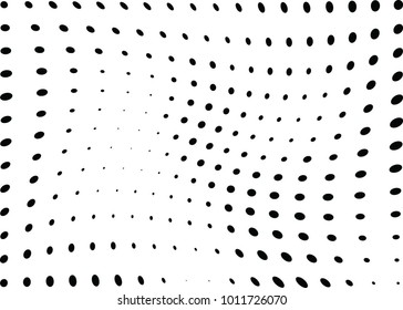 Abstract halftone wave dotted background. Futuristic twisted grunge pattern, dot, circles.  Vector modern optical pop art texture for posters, business cards, cover, labels mock-up, stickers layout