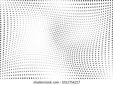 Abstract halftone wave dotted background. Futuristic twisted grunge pattern, dot, circles.  Vector modern optical pop art texture for posters, business cards, cover, labels mock-up, stickers layout