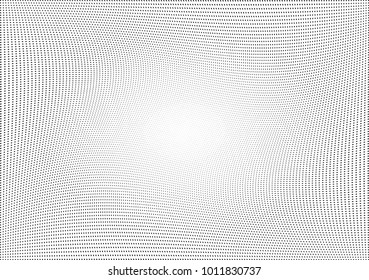 Abstract halftone wave dotted background. Futuristic twisted grunge pattern, dot, circles.  Vector modern optical pop art texture for posters, business cards, cover, labels mock-up, stickers layout