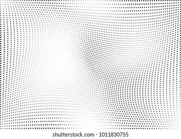 Abstract halftone wave dotted background. Futuristic twisted grunge pattern, dot, circles.  Vector modern optical pop art texture for posters, business cards, cover, labels mock-up, stickers layout