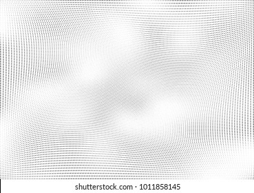 Abstract halftone wave dotted background. Futuristic twisted grunge pattern, dot, circles.  Vector modern optical pop art texture for posters, business cards, cover, labels mock-up, stickers layout