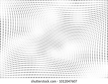 Abstract halftone wave dotted background. Futuristic twisted grunge pattern, dot, circles.  Vector modern optical pop art texture for posters, business cards, cover, labels mock-up, stickers layout