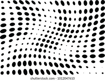 Abstract halftone wave dotted background. Futuristic twisted grunge pattern, dot, circles.  Vector modern optical pop art texture for posters, business cards, cover, labels mock-up, stickers layout