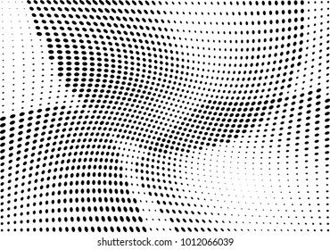 Abstract halftone wave dotted background. Futuristic twisted grunge pattern, dot, circles.  Vector modern optical pop art texture for posters, business cards, cover, labels mock-up, stickers layout