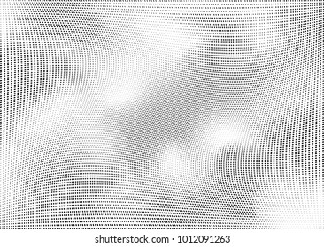 Abstract halftone wave dotted background. Futuristic twisted grunge pattern, dot, circles.  Vector modern optical pop art texture for posters, business cards, cover, labels mock-up, stickers layout