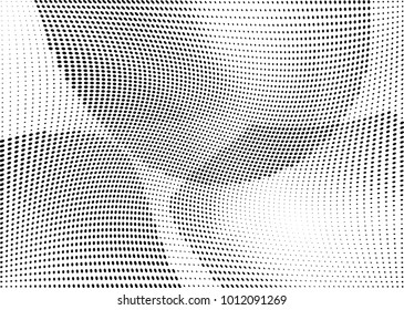 Abstract halftone wave dotted background. Futuristic twisted grunge pattern, dot, circles.  Vector modern optical pop art texture for posters, business cards, cover, labels mock-up, stickers layout