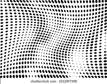 Abstract halftone wave dotted background. Futuristic twisted grunge pattern, dot, circles.  Vector modern optical pop art texture for posters, business cards, cover, labels mock-up, stickers layout