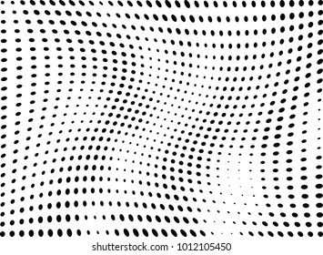 Abstract halftone wave dotted background. Futuristic twisted grunge pattern, dot, circles.  Vector modern optical pop art texture for posters, business cards, cover, labels mock-up, stickers layout