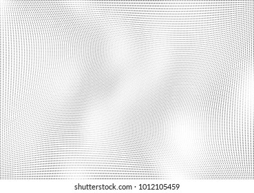 Abstract halftone wave dotted background. Futuristic twisted grunge pattern, dot, circles.  Vector modern optical pop art texture for posters, business cards, cover, labels mock-up, stickers layout