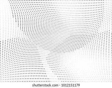 Abstract halftone wave dotted background. Futuristic twisted grunge pattern, dot, circles.  Vector modern optical pop art texture for posters, business cards, cover, labels mock-up, stickers layout