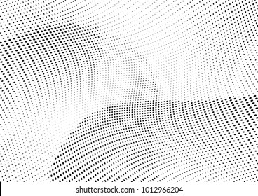 Abstract halftone wave dotted background. Futuristic twisted grunge pattern, dot, circles.  Vector modern optical pop art texture for posters, business cards, cover, labels mock-up, stickers layout