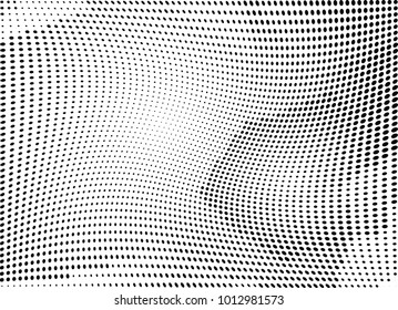 Abstract halftone wave dotted background. Futuristic twisted grunge pattern, dot, circles.  Vector modern optical pop art texture for posters, business cards, cover, labels mock-up, stickers layout