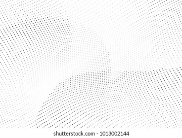 Abstract halftone wave dotted background. Futuristic twisted grunge pattern, dot, circles.  Vector modern optical pop art texture for posters, business cards, cover, labels mock-up, stickers layout