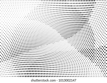 Abstract halftone wave dotted background. Futuristic twisted grunge pattern, dot, circles.  Vector modern optical pop art texture for posters, business cards, cover, labels mock-up, stickers layout