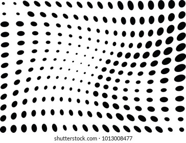 Abstract halftone wave dotted background. Futuristic twisted grunge pattern, dot, circles.  Vector modern optical pop art texture for posters, business cards, cover, labels mock-up, stickers layout