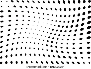Abstract halftone wave dotted background. Futuristic twisted grunge pattern, dot, circles.  Vector modern optical pop art texture for posters, business cards, cover, labels mock-up, stickers layout
