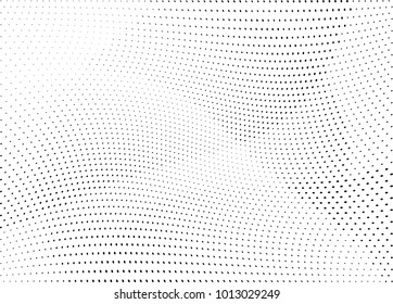 Abstract halftone wave dotted background. Futuristic twisted grunge pattern, dot, circles.  Vector modern optical pop art texture for posters, business cards, cover, labels mock-up, stickers layout