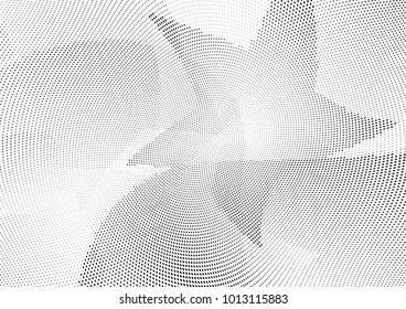 Abstract halftone wave dotted background. Futuristic twisted grunge pattern, dot, circles.  Vector modern optical pop art texture for posters, business cards, cover, labels mock-up, stickers layout