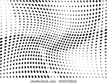 Abstract halftone wave dotted background. Futuristic twisted grunge pattern, dot, circles.  Vector modern optical pop art texture for posters, business cards, cover, labels mock-up, stickers layout