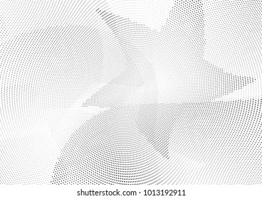 Abstract halftone wave dotted background. Futuristic twisted grunge pattern, dot, circles.  Vector modern optical pop art texture for posters, business cards, cover, labels mock-up, stickers layout