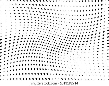 Abstract halftone wave dotted background. Futuristic twisted grunge pattern, dot, circles.  Vector modern optical pop art texture for posters, business cards, cover, labels mock-up, stickers layout