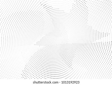 Abstract halftone wave dotted background. Futuristic twisted grunge pattern, dot, circles.  Vector modern optical pop art texture for posters, business cards, cover, labels mock-up, stickers layout