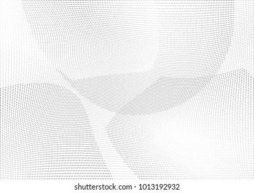 Abstract halftone wave dotted background. Futuristic twisted grunge pattern, dot, circles.  Vector modern optical pop art texture for posters, business cards, cover, labels mock-up, stickers layout