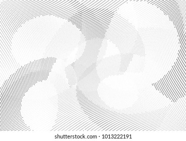 Abstract halftone wave dotted background. Futuristic twisted grunge pattern, dot, circles.  Vector modern optical pop art texture for posters, business cards, cover, labels mock-up, stickers layout