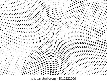 Abstract halftone wave dotted background. Futuristic twisted grunge pattern, dot, circles.  Vector modern optical pop art texture for posters, business cards, cover, labels mock-up, stickers layout